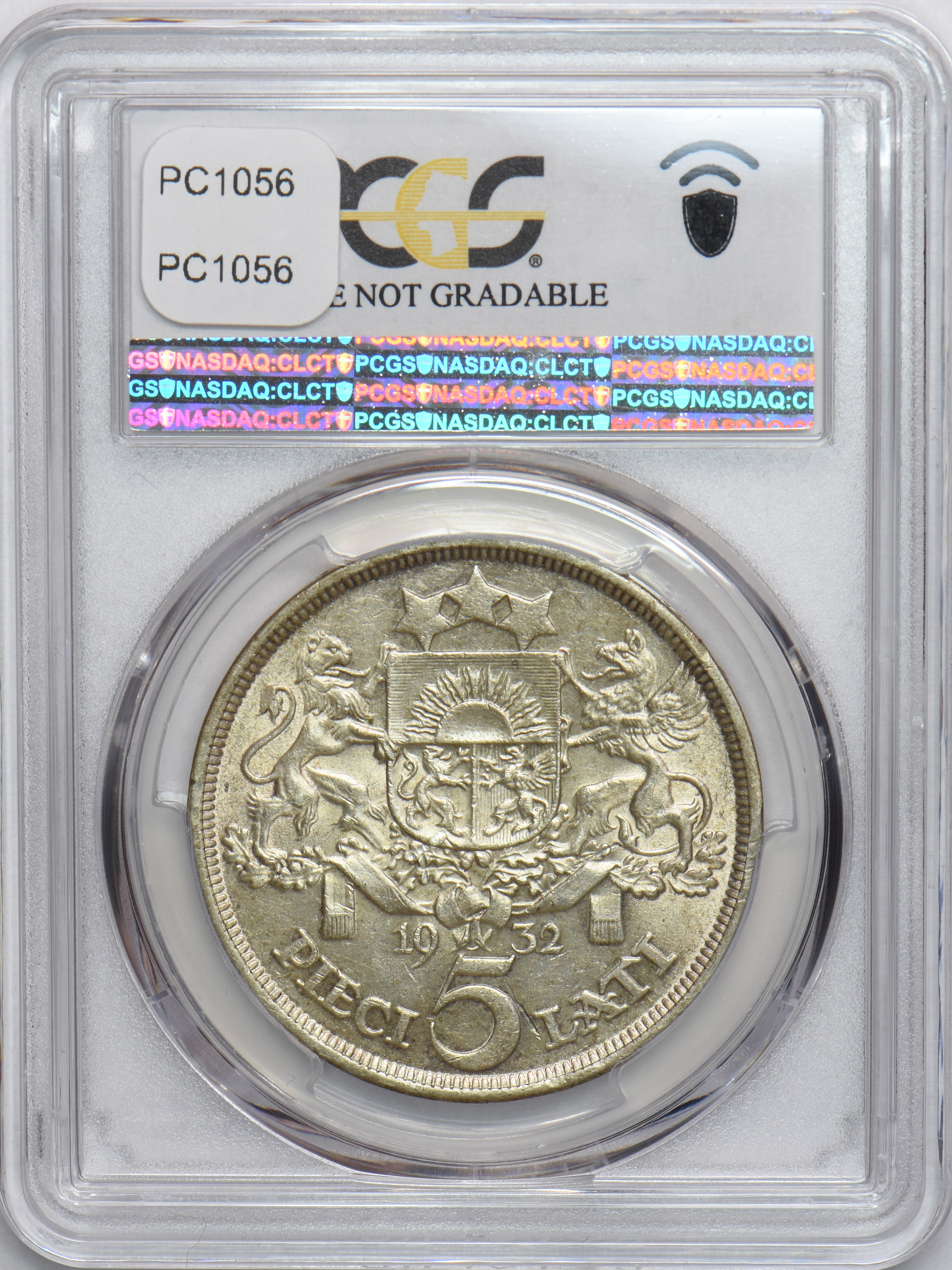 Latvia 1932 5 Lati PCGS UNC lustrous PC1056 combine shipping - Picture 5 of 5